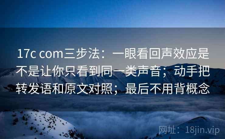 17c com三步法:一眼看回声效应是不是让你只看到同一类声音;动手把转发语和原文对照;最后不用背概念